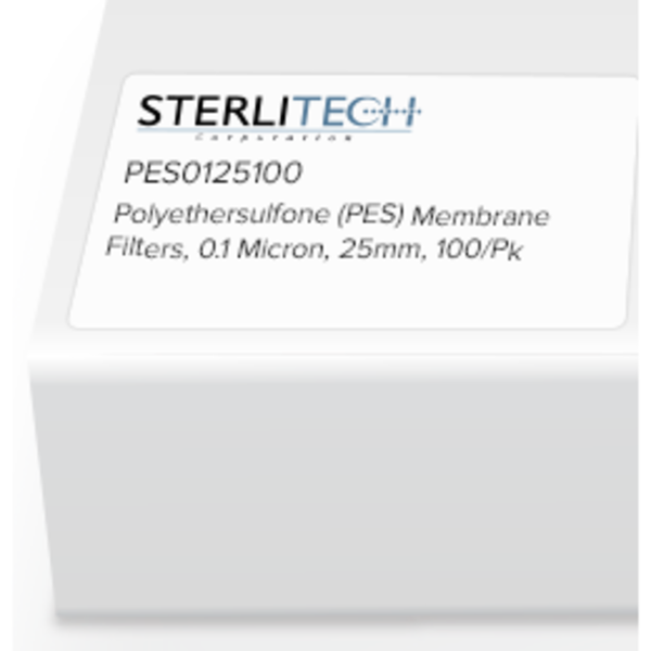 Sterlitech Polyethersulfone (PES) Membrane Filters, 0.1 Micron, 25mm, PK100 PES0125100